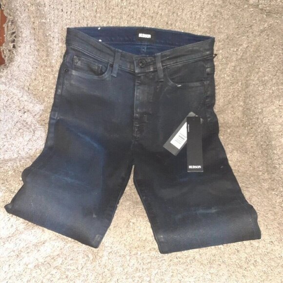 HUDSON-Barbara High-Rise Super Skinny Ankle Black Coated Jeans-Sz 25-NWT - Picture 2 of 5